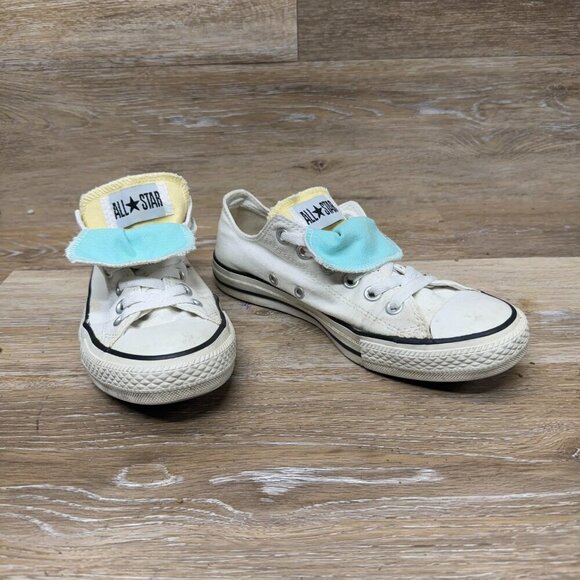 Converse All Star Double Tongue Blue/Yellow Low Top Sneaker Women's Size 7 - Picture 4 of 4